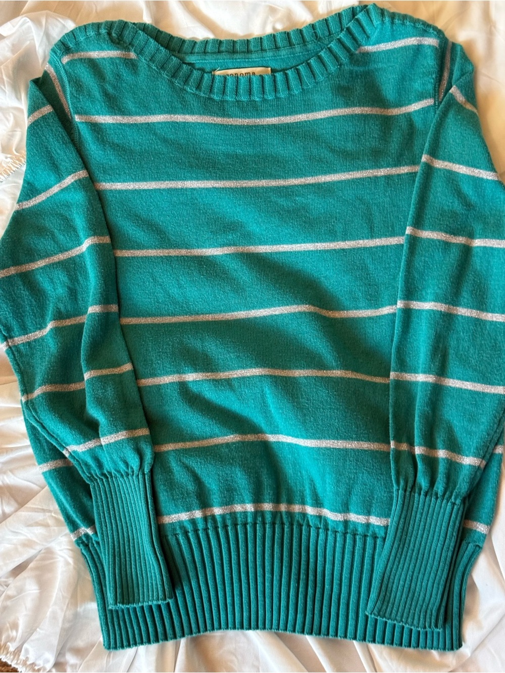 Classic Teal Stripe Women's Sweater
